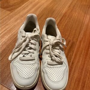 Veja White Leather Athletic Shoes